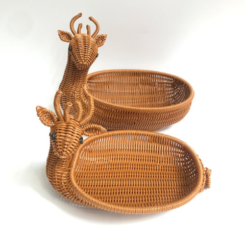 Pastoral Style Pp Sundries storage Basket Home Decoration Fruit Woven Basket Rattan Animal Basket Home