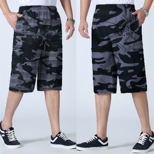 summer middle-aged cropped pants men‘s camouflage casual pants overalls middle-aged and elderly camouflage pants loose dad shorts