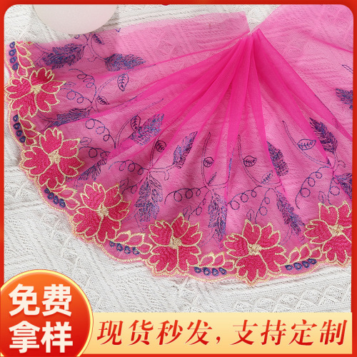 Rose Red Mesh Lace Embroidery Lace Clothing Accessories Car Barbie Doll Skirt Crafts Ornament Curtain