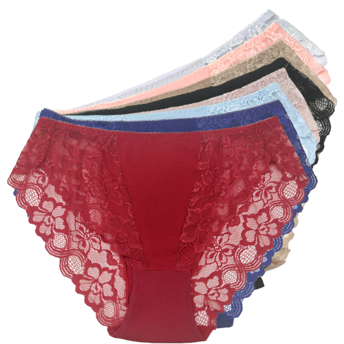 Plus-Sized Sexy Lace Women‘s Panties Hollow out See through See-through Seamless Women‘s High-Waisted Panties Factory Direct Sales