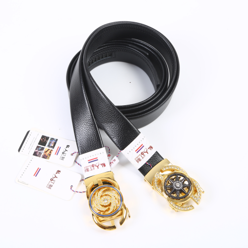 personal customization personality cool alloy automatic buckle belt men‘s automatic imitation cowhide texture leisure business belt