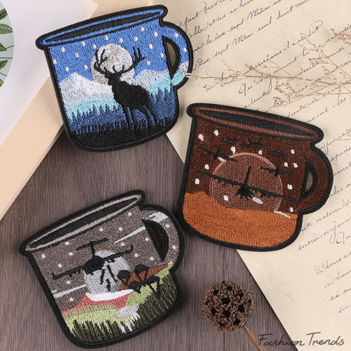 inspirational new computer embroidery zhang zai clothing accessories luggage accessories landscape cup embroidery cloth sticker diy patch badge