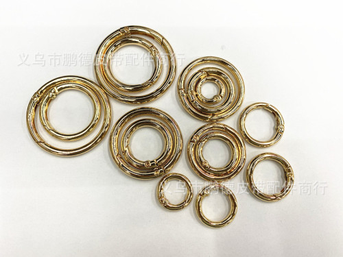 Zinc Alloy Spring Coil Metal round Buckle Open Ring Keychain Luggage Ribbon round Hanging Buckle Metal Iron Hoop