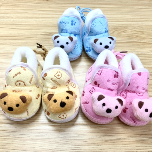 New 2022 Children‘s Cotton Shoes Cartoon Quilted Newborn Warm Shoes Baby High-Top Anti-Slip Toddler Shoes