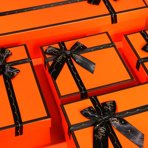 orange gift box valentine‘s day gift bag lipstick dress bow hermes gift box