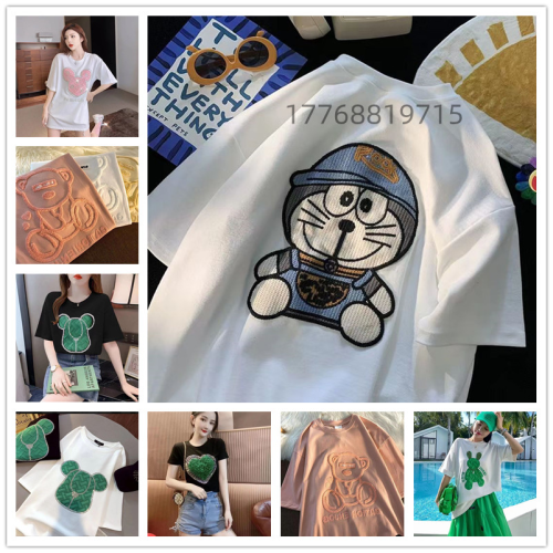 2023 New Summer Korean Style Women‘s Half Sleeve T-shirt Foreign Trade Stall Factory Self-Produced Wholesale Women‘s Short Sleeve T-shirt