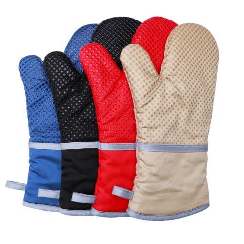 [checkered silicone] high quality silicone heat insulation gloves oven anti-scald high temperature resistant baking tools in stock