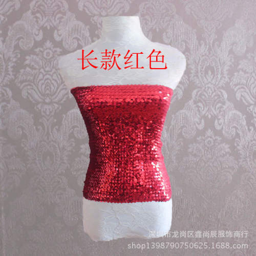 adult stage performance clothes sexy sequined performance clothes high elastic anti-exposure wrapped chest belly dance clothes solid color