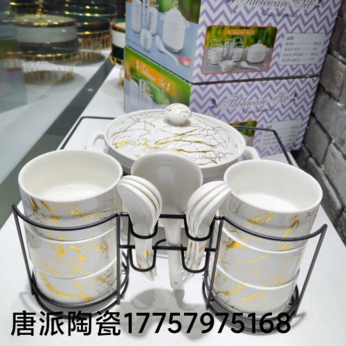 Ceramic Bowl Soup Pot Set Rice Noodle Pot Stew Pot Ceramic Binaural Soup Pot Turkey Pot Export Soup Pot Set