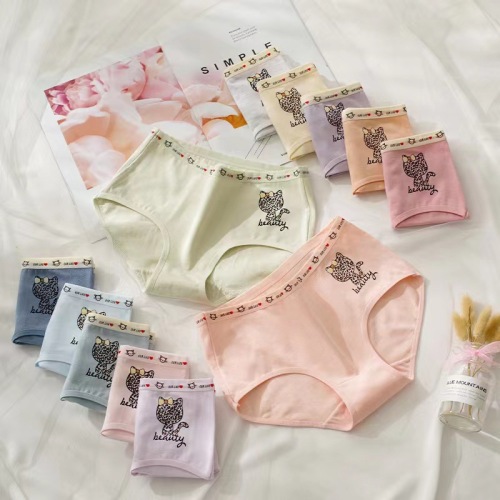 girls‘ underwear pure cotton japanese girl student cute girl breathable underpants pants mid-waist briefs wholesale
