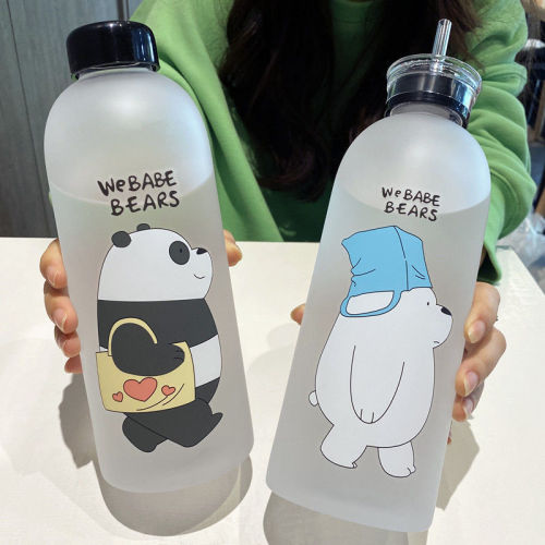 large capacity plastic straw water cup unisex student korean style cup ins good-looking summer portable cute water bottle
