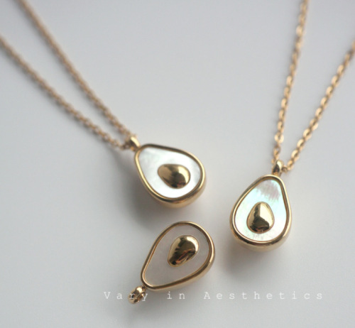 ins style french shell avocado fruit necklace clavicle chain titanium steel plated 18k gold