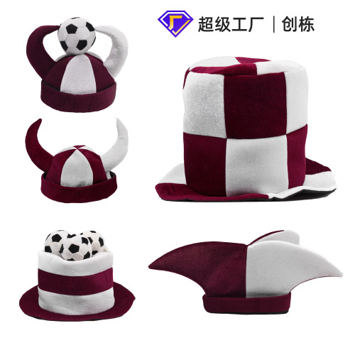 2024 European Cup World Cup Hat Fans Dense Velvet Hat Fans Cheer Supplies Qatar Flag Hat