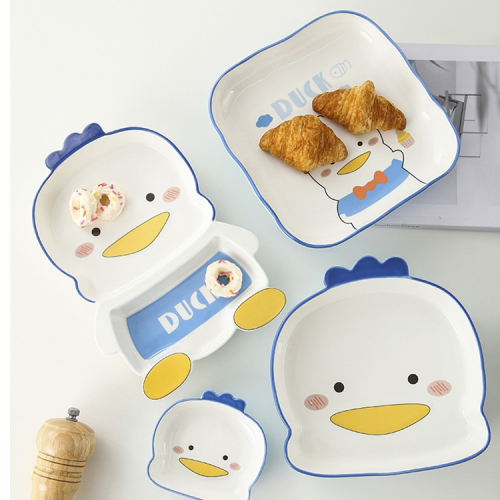 household children‘s ceramic tableware cute duck series ceramic bowl ceramic plate gift