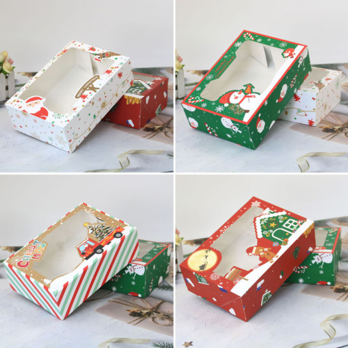 Christmas New White Cardboard PVC Window Aircraft Box Integrated Molding Free Packaging Discount White Cardboard Christmas Cookie Box