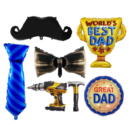 father‘s day theme party decoration tie beard trophy aluminum film balloon bset dad balloon wholesale