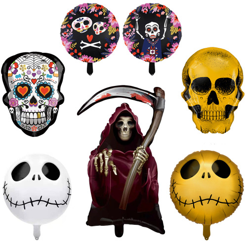 new halloween aluminum balloon ghost skull theme party bar mall layout death skull balloon