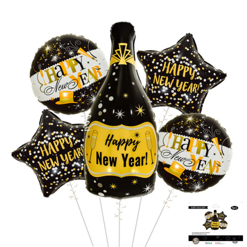 2022 new champagne new year balloon set new year party decoration balloon 18-inch happy new year aluminum film ball