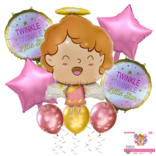 Boy Girl Baby Shower Little Angel Aluminum Coating Ball Balloon Set Welcome Kidspal Pairs of Decorative Balloons