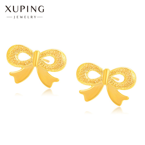 Xuping Jewelry 24K Gold Plated Internet Celebrity Bow Stud Earrings Niche Design Earrings Japanese and Korean Ins Graceful Earrings