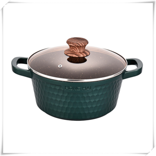 Die-Cast Aluminum Concave Pattern 20cm Household Kitchen Supplies Non-Stick Pot Soup Pot Stew Pot Gift Box Packaging Spot Supply 