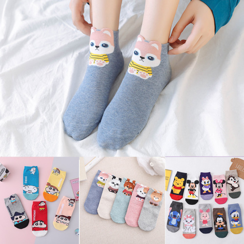 Four Seasons Socks Women‘s Straight Cartoon Boat Socks Japanese Anime Small New Women‘s Socks Sweat-Absorbent Cotton Personality Fashion Socks Wholesale