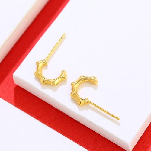 Xuping Jewelry Small C- Type Pierced-Ear-Caring Ear Studs Simple Fashion High Sense Eardrops Earrings High Quality Wholesale