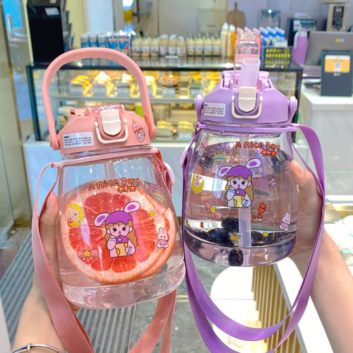 internet celebrity big belly cup large capacity plastic water cup female student portable water bottle children straw drink cup support generation