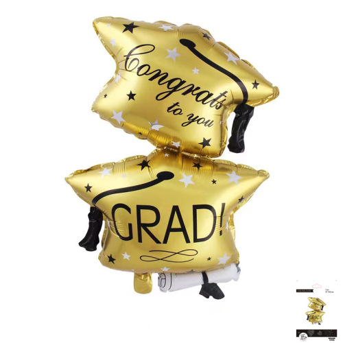 congrats grad graduation double hat aluminum coating ball graduation rainbow streamer graduation party atmosphere layout