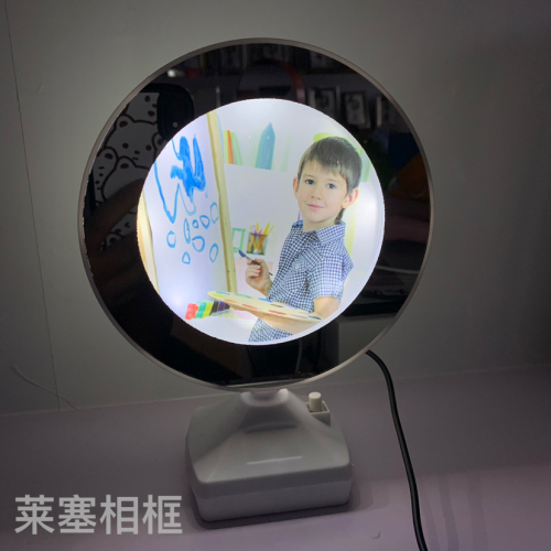 Small round Battery Plug-in Dual-Use Creative Ornaments home Decoration Living Room Bedroom Crafts Photo with Light Magic Mirror
