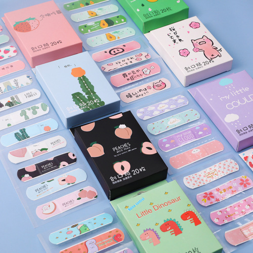 cartoon boxed waterproof band-aid 20 children‘s cute hemostatic band-aid small fresh breathable anti-wear foot sticker