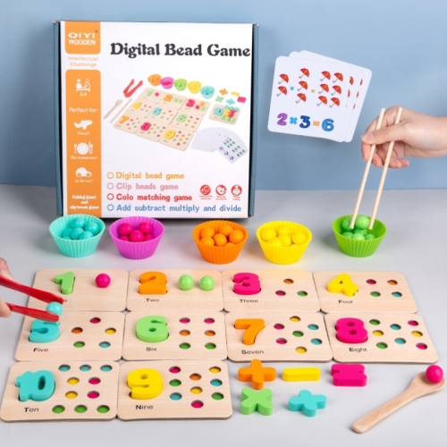 Children Recognize Digital Toys enlightenment Early Education Puzzle Digital Enlightenment Teaching Aids Quantity Color Matching Puzzle Clip Beads