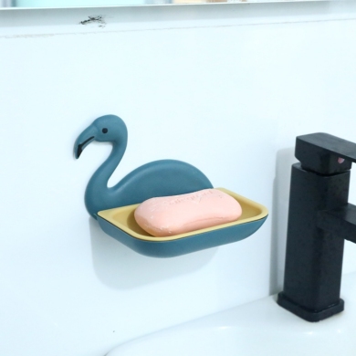 H72-香皂盒双层弧形沥水创意免打孔洗衣肥皂盒双层壁挂式皂盒