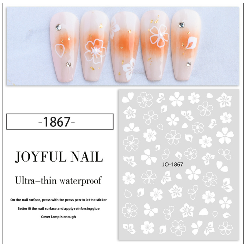 New Ins Style Small Flower Nail Art stickers Mixed Batch Spring Girl Heart 3D White Cherry Blossom Nail Stickers Wholesale