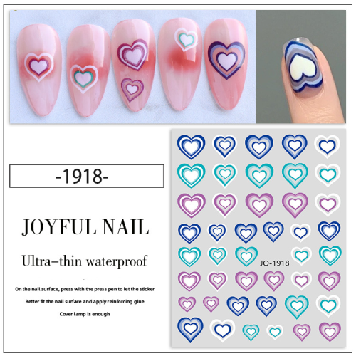 Gradient Love Nail Art Stickers Mixed Batch Candy Color Cute Beauty Klein Blue Loving Heart Nail Decals
