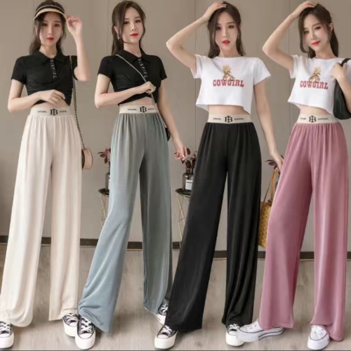 Draping Loose Shaking Pants Women‘s Summer Thin Ice Silk Mopping Pants Foreign Trade Women‘s Straight Casual Pants Stall Supply