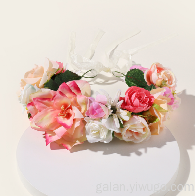 New Korean Bridal Beautiful Garland Headdress Mori Style Artificial Flower Garland Seaside Beach Photograph Essential Artifact