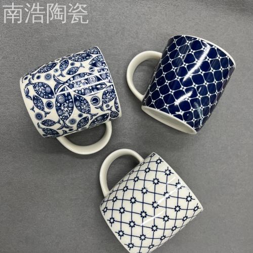 Ceramic Cup Blue and White Porcelain Ceramic Mug Water Cup Coffee Cup Cup Foreign Trade Wholesale gift Cup 