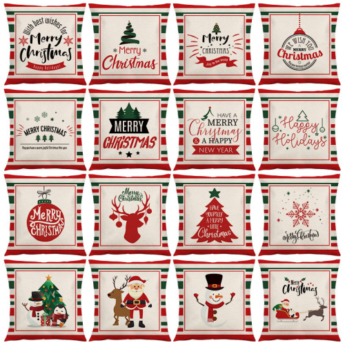 2022 New Christmas Linen Red Pillowcase Cross-Border Exclusive for Living Room Bedroom Sofa Cushion pillow