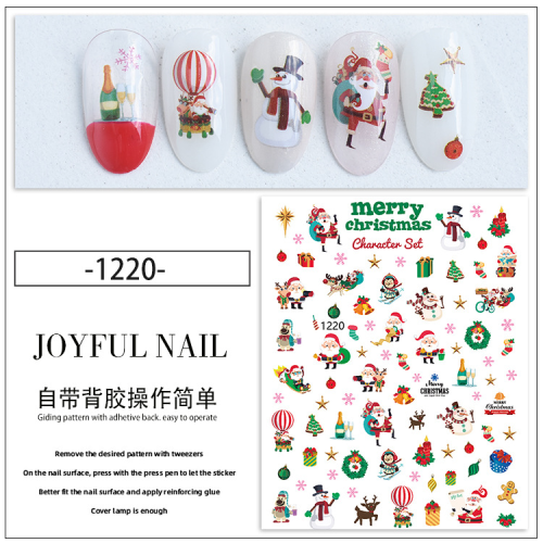 new christmas nail stickers santa claus snowflake winter nail decals with adhesive 3d stickers