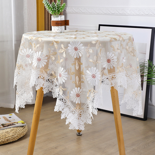 Lace Tablecloth Light Luxury Square Rectangular Dining Table Tablecloth Coffee Table Tablecloth Home Living Room Small round Table Simple