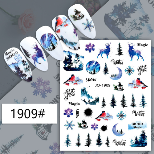 Christmas Nail Stickers Foreign Trade Hot Selling Christmas Snowflake Nail Art Elk Santa Claus Beauty Nail Stickers