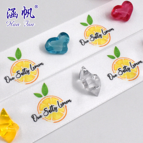 Factory Customized Small Fresh Hot Transfer Printing Lemon Polyester Tape Packaging Gift Ribbon Ribbon Handmade DIY