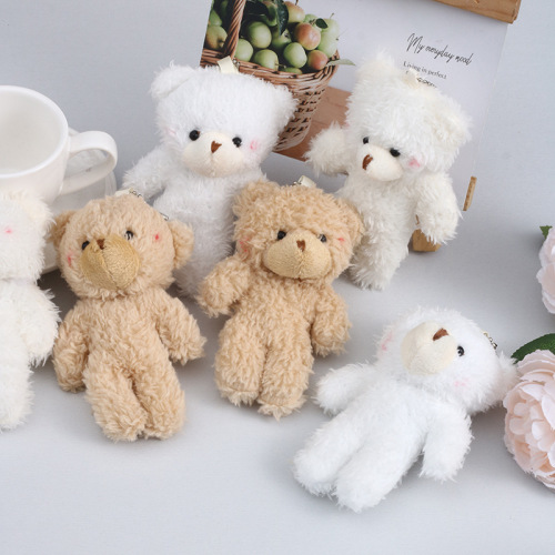 Factory Direct Pearl Velvet Bear Plush Toy Keychain Pendant Teddy Bear Plush Toy Siamese Bear Doll 