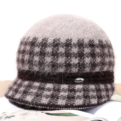 [hat hidden] hat female winter warm rabbit fur bucket hat middle-aged and elderly knitted hat cold-proof warm wool hat