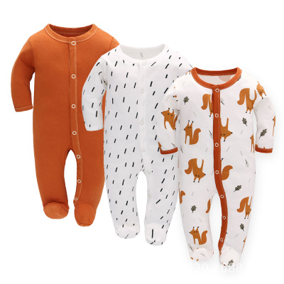 Cross-Border Baby Jumpsuit Spring and Summer Long Sleeves Newborn Jumpsuit Baby Foot-Wrapped Jumpsuit Jumpsuit