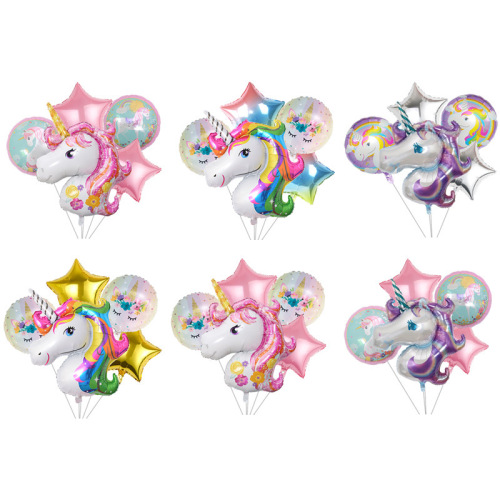 New Overseas Unicorn Birthday Set Aluminum Balloon Valentine‘s Day Baby Birthday Party Decoration Balloon Wholesale