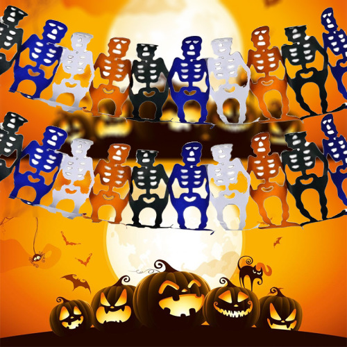 Amazon New Halloween Skull Garland Holiday Layout Scene Decoration Halloween Garland Banner 