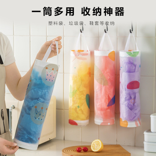 kitchen round garbage bag buggy bag removable plastic bag storage container wall-mounted storage bag kitchen organizing folders