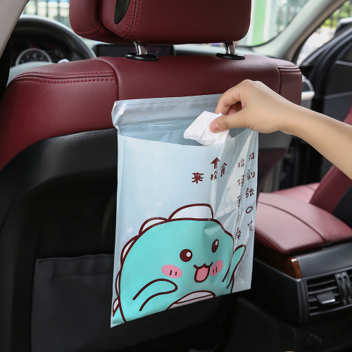 new cartoon creative car garbage bag disposable adhesive vomiting storage bag foldable car cleaning bag